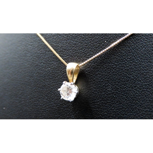 95 - Diamond Solitaire Pendant Mounted in 18 Carat Yellow Gold Set on 18 Carat Yellow Gold Chain 47cm Lon... 