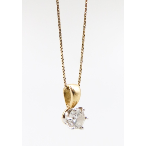 95 - Diamond Solitaire Pendant Mounted in 18 Carat Yellow Gold Set on 18 Carat Yellow Gold Chain 47cm Lon... 