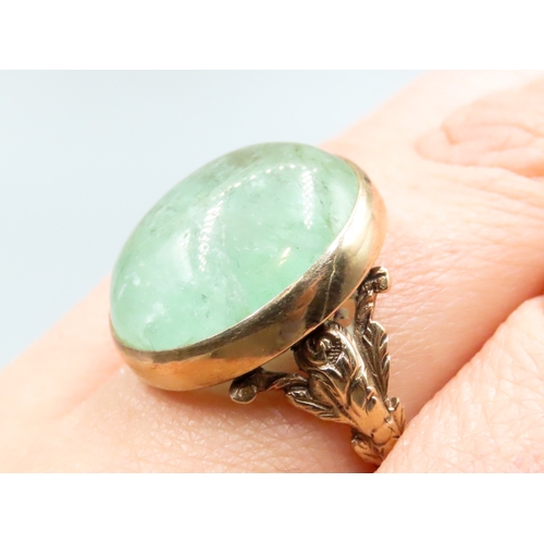 96 - Victorian Cabochon Cut Emerald Single Stone Ring Mounted in 9 Carat Yellow Gold Emerald Carat Weight... 