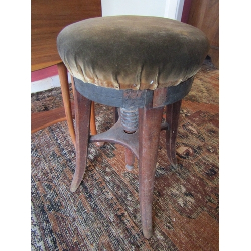 1008 - William IV Piano Stool with Adjustable Height Seat Mahogany Frame Velvet Cover