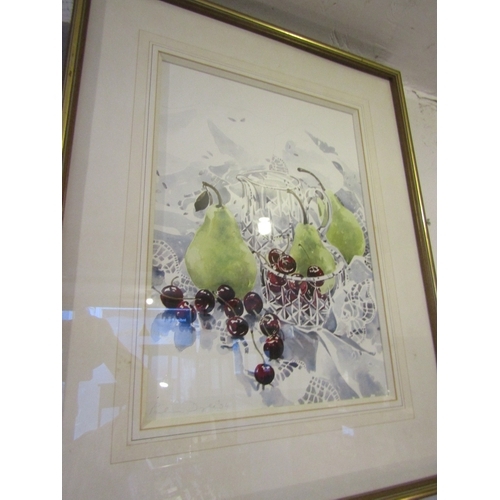 1033 - Pauline Doyle Watercolour Still Life with Pears Approximately 22 Inches High x 14 Inches Wide