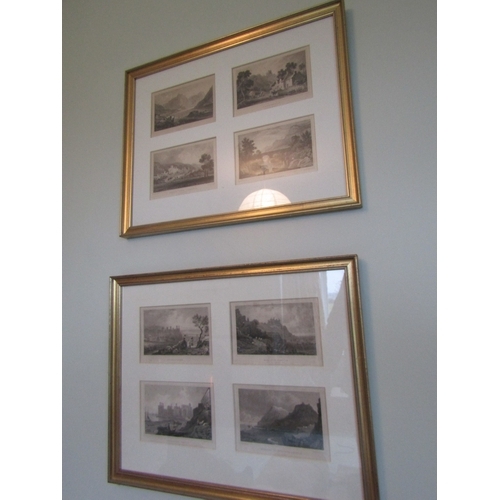 1078 - Set of Five Gilt Framed Views Four to Each Frame Irish and Others Each Frame Size Approximately 20 I... 