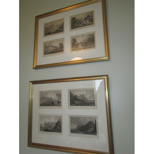 1078 - Set of Five Gilt Framed Views Four to Each Frame Irish and Others Each Frame Size Approximately 20 I... 