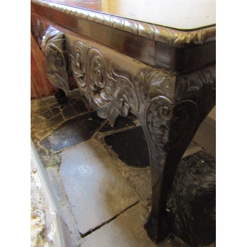 1095 - Irish Chippendale  Side Table Mahogany Carved Mask Decoration to Frieze Above Claw and Ball Supports... 