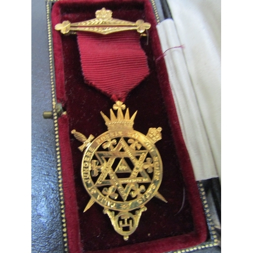 1124 - Nine Carat Gold Masonic Medal Contained Within Presentation Case