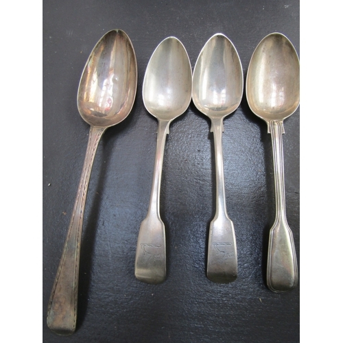 1128 - Four Silver Spoons Three Dessert Spoons and One Serving Spoon