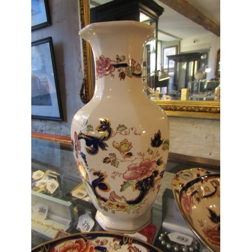 1157 - Three Pieces of Masons Ironstone Mandalay Pattern Vase Approximately 12 Inches High Charger Approxim... 