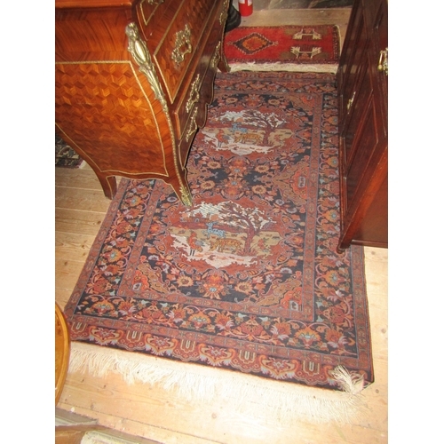 1165 - Persian Pure Wool Rug Burgundy Ground Patterned Borders Approximately 6ft Long x 3ft 6 Inches Wide