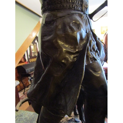 1172 - Bronze Sculpture Huntsman with Horn and Hounds Signed to Base Approximately 36 Inches High