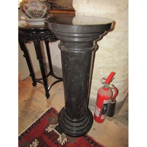 1173 - Carved Marble Pedestal Approximately 36 Inches High Top Approximately 11 Inches Diameter