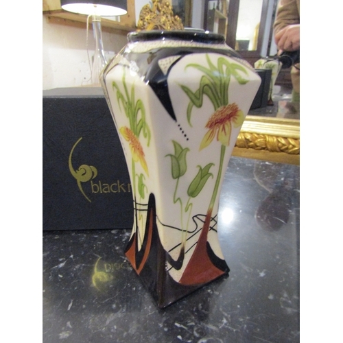 1182 - Black Ryden Vase with Original Presentation Box Approximately 9 Inches High