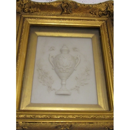 1195 - Gilded Swept Corner Framed Wall Plaque Depicting Classical Urn Framed Size Approximately 14 Inches H... 