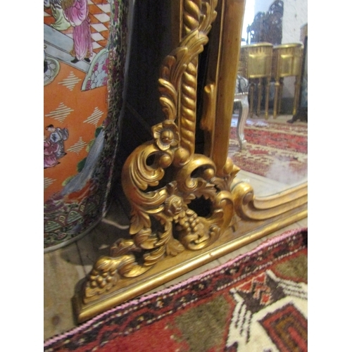 1197 - Carved Gilt Wood Over Mantle Mirror Approximately 56 Inches Wide x 5ft 8 Inches High