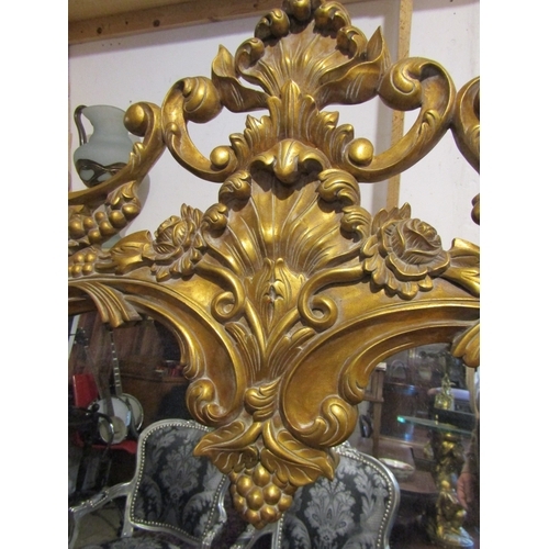 1197 - Carved Gilt Wood Over Mantle Mirror Approximately 56 Inches Wide x 5ft 8 Inches High