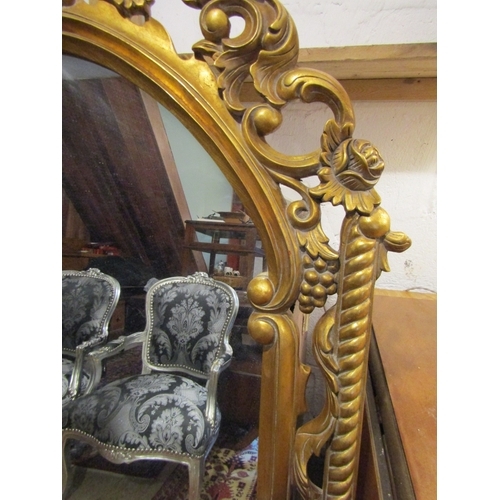 1197 - Carved Gilt Wood Over Mantle Mirror Approximately 56 Inches Wide x 5ft 8 Inches High