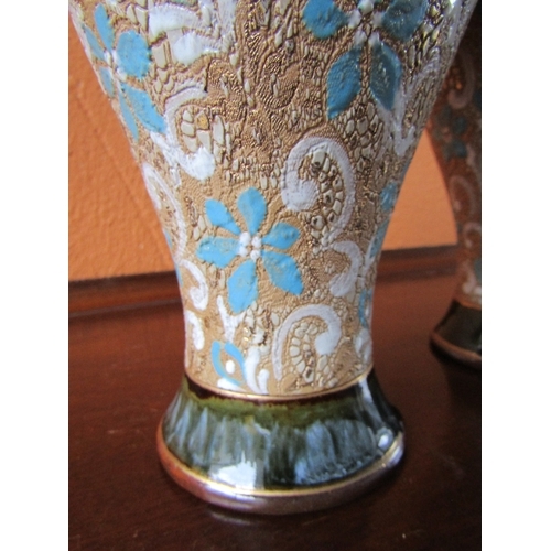 1202 - Pair of Royal Doulton Attractively Detailed Shaped Form Vases Each Signed to Base Each Approximately... 