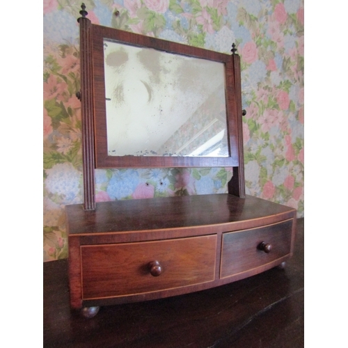 1212 - Early Victorian Mahogany Twin Drawer Dressing Table Mirror Approximately 17 Inches High x 14 Inches ... 