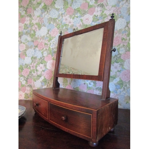 1212 - Early Victorian Mahogany Twin Drawer Dressing Table Mirror Approximately 17 Inches High x 14 Inches ... 