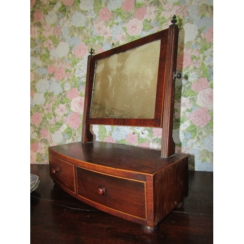 1212 - Early Victorian Mahogany Twin Drawer Dressing Table Mirror Approximately 17 Inches High x 14 Inches ... 