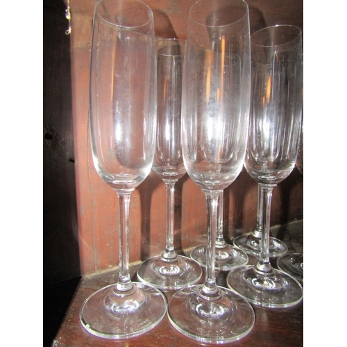 1215 - Set of Seven Crystal Champagne Flutes