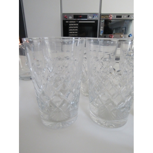 1242 - Irish Cut Crystal Set of Six Whiskey Glass Tumblers