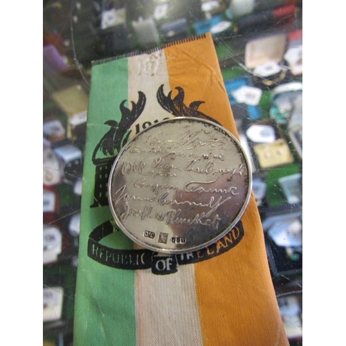 1259 - Irish Silver Easter Sunday Commemorative Medal with Ribbon 1916-1966 Medal Hallmarked and Dated 1966