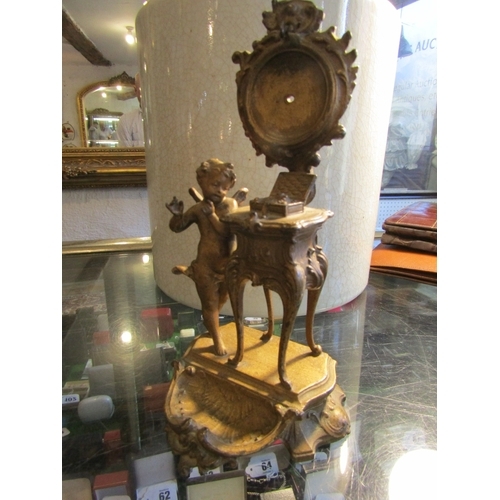 1274 - Gilded Bronze Dressing Table Piece Depicting Cherub with Dressing Table Presently Lacking Circular I... 