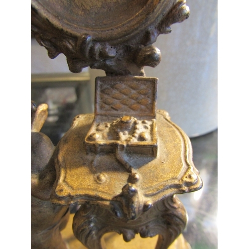 1274 - Gilded Bronze Dressing Table Piece Depicting Cherub with Dressing Table Presently Lacking Circular I... 