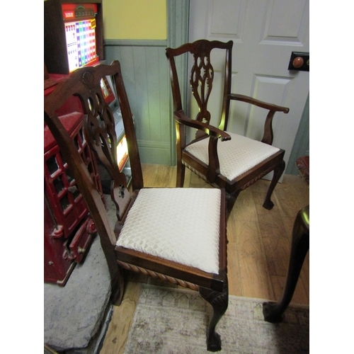 1303 - Set of Eight Matching Chippendale Mahogany Armchairs Including Two Carvers Claw and Ball Supports