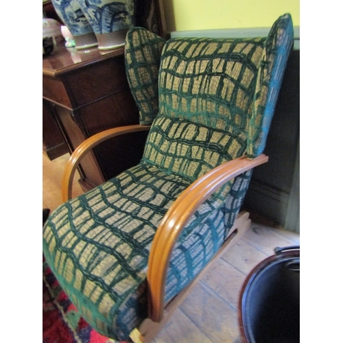 1304 - Vintage Reclining Easy Armchair Re-upholstered by Vendor in Designer Tweed Back Reclining Mechanism ... 