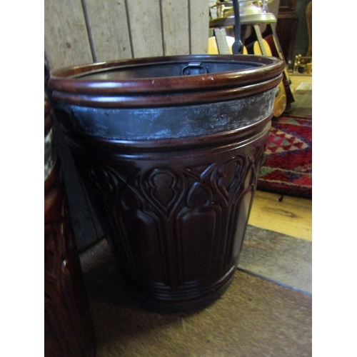 1305 - Pair of Gothic Form Mahogany Peat Buckets Swing Carry Handles Original Liners Each Approximately 15 ... 