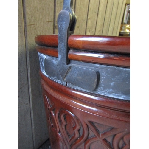 1305 - Pair of Gothic Form Mahogany Peat Buckets Swing Carry Handles Original Liners Each Approximately 15 ... 