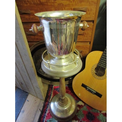 Silver Plated Champagne Ice Bucket 12 Inches High Approximately on Matching Silver Plated Pedestal Stand Approximately 24 Inches High