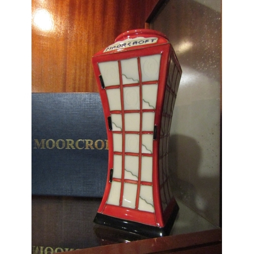 1354 - Moorcroft Telephone Box Approximately 8 Inches High Original Presentation Box