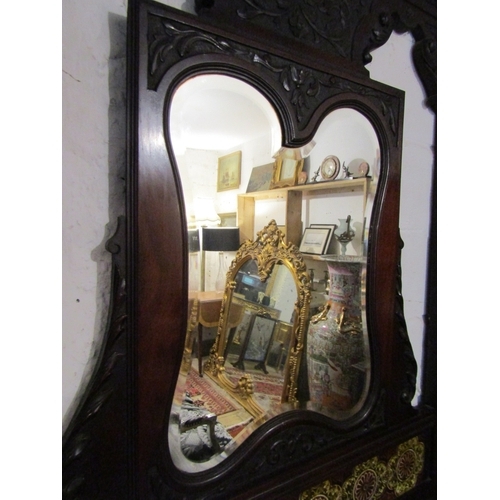 1368 - Antique Mahogany Mirror and Tile Inset Hall Stand Original Drip Trays Present Single Drawer Well Car... 