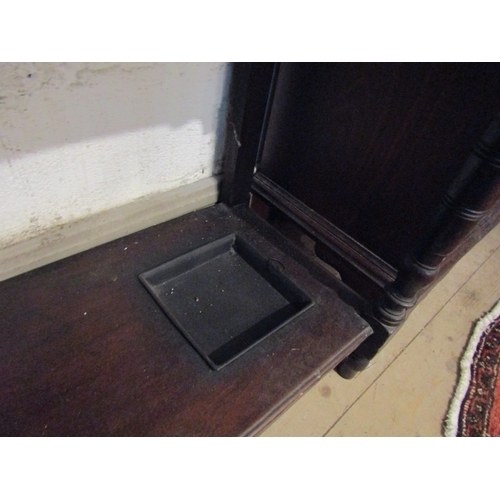 1368 - Antique Mahogany Mirror and Tile Inset Hall Stand Original Drip Trays Present Single Drawer Well Car... 