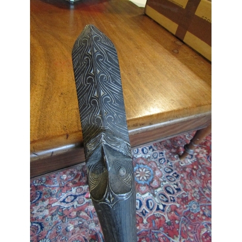 1421 - South Seas Tribal Fighting Stick Carved Decoration Approximately 47 Inches Long Antique