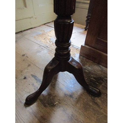 1427 - Neat Form Mahogany Wine Table Carved Tripod Base Top Approximately 10 Inches Diameter x 23 Inches Hi... 