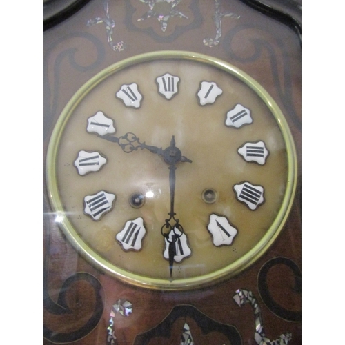 1429 - Victorian Shaped Form Wall Clock Enamel Decorated Brushed Brass Dial Key Present Working Order Appro... 