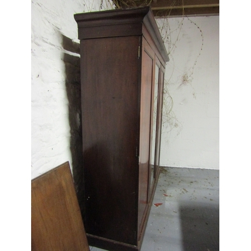 1486 - William IV Figured Mahogany Wardrobe Fitted Interior with Central Mirrored Door Approximately 6ft Wi... 