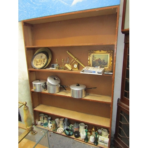 Large Pine Framed Five Shelf Open Bookcase Approximately 12 Inches Deep x 5ft 6 Inches Wide x 7ft 6 Inches High