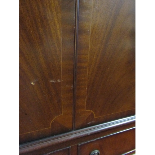 1635 - Figured Mahogany Two Door Drinks Cabinet 30  Inches Wide x 58 Inches High x 16 Inches Deep