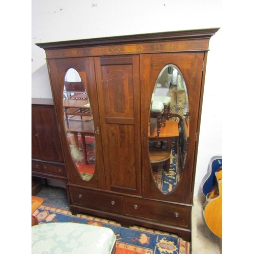 1636 - Antique Figured Mahogany Twin Door Wardrobe Approximately 6ft Wide x 7ft 6 Inches High