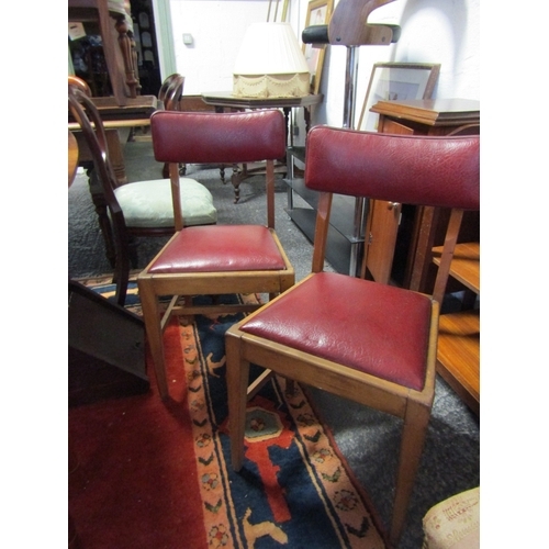 1648 - Pair of Burgundy Leather Vintage Side Chairs