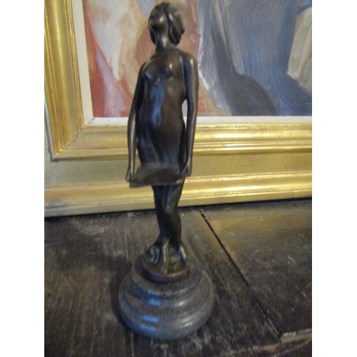 1666 - Bronze Sculpture Musical Nude Approximately 9 Inches High