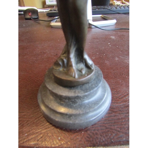 1666 - Bronze Sculpture Musical Nude Approximately 9 Inches High