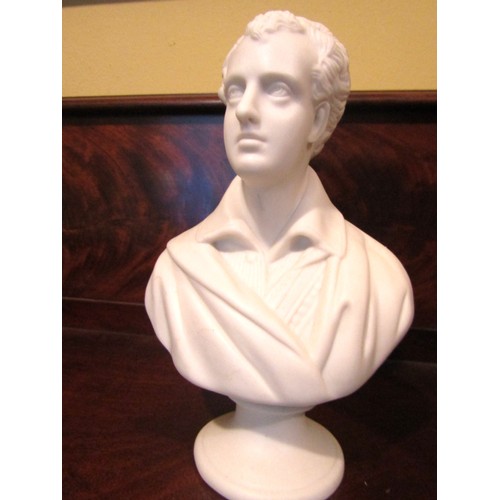 1408 - Parianware Bust Poet Lord Byron (1788 - 1824) Approximately 5 Inches High