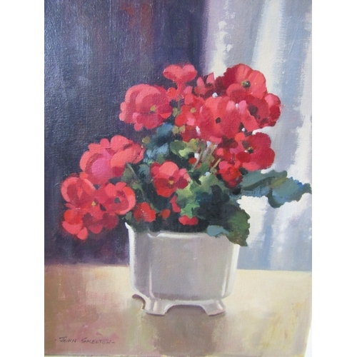 1462 - John Skelton Begonias Still Life Dated 1983 Signed Lower Left Oil on Canvas Approximately 22 Inches ... 