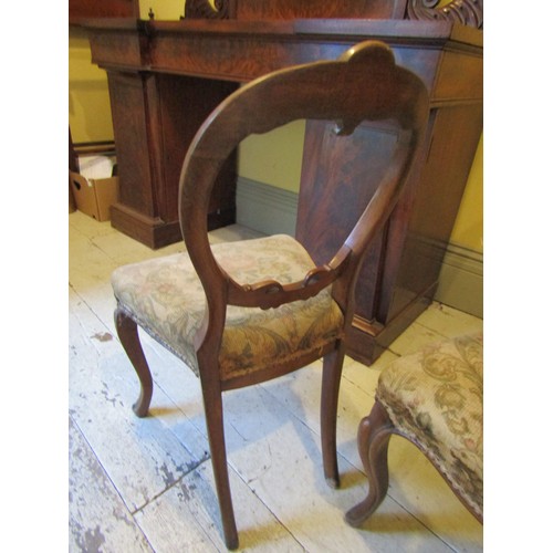 1405 - Pair of Victorian Walnut Chairs Well Carved Needlepoint Seats above Cabriole Supports