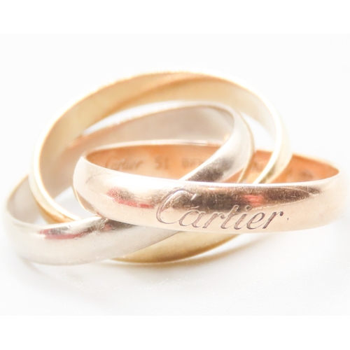 100 - Cartier Trinity Ring in 18 Carat Yellow White and Rose Gold Ring Size I and a Half with Original Car... 